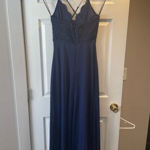 Elegant Navy Blue Lace Dress
